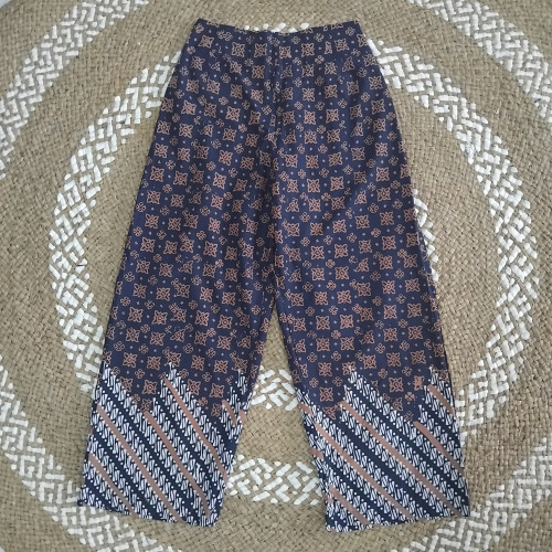Celana Kulot Motif Lereng mix Truntum Warna Coksu Biru Dongker