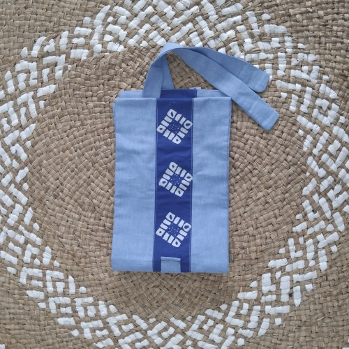 Belt Batik Motif Geometris – Mix Bahan Warna Biru