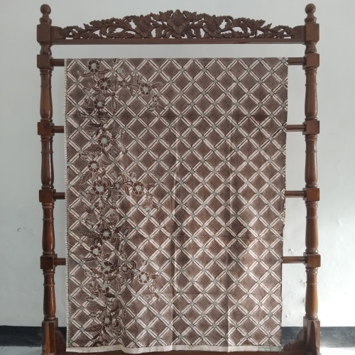 Kain Batik Tulis Motif Ayakan Carang Warna Coklat Hijau Sage