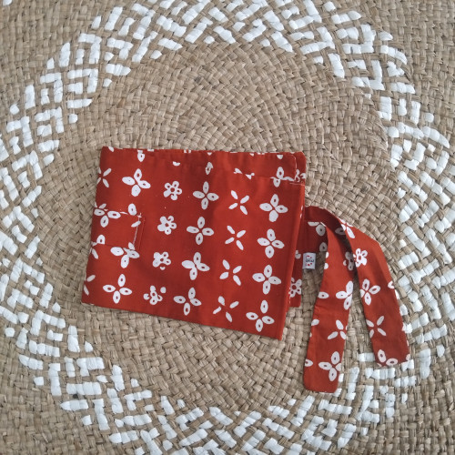 Belt Batik Motif Flora Warna Terakota