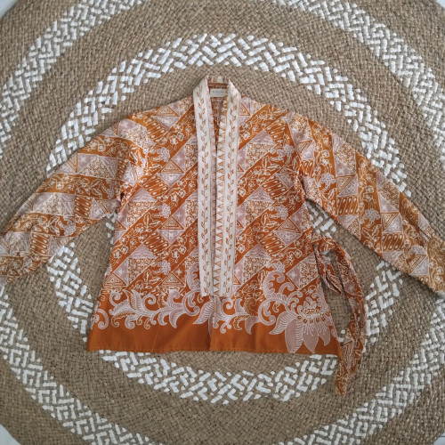 Outer Batik Cap Motif Lereng Kembang Areuy Warna Terakota Coksu