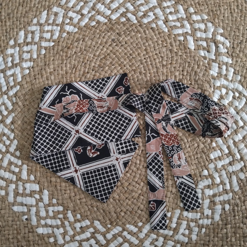 Belt Batik Cap Motif Ayakan Carang Warna Hitam Moka Soga