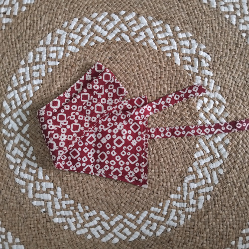 Belt Batik Cap Motif Geometris Jumputan Warna Maroon